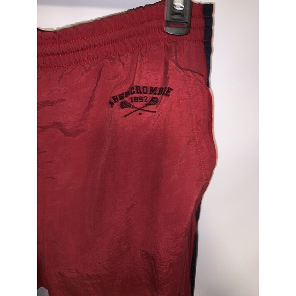Abercrombie & Fitch Mens Sweatpants Red VTG Spellout Zipper Sides Size Medium - Picture 3 of 8